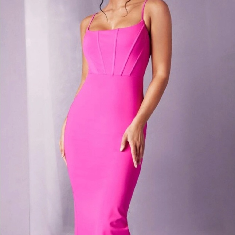Hot Pink Bodycon Midi Dress